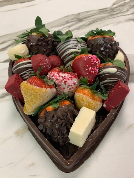 Chocolate Dipped Strawberries in Chocolate Heart