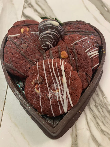 Chocolate Shell with Red Velvet Cookies